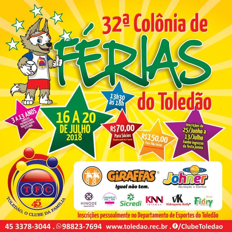 32ª COLÔNIA DE FÉRIAS 2018 -  TOLEDÃO